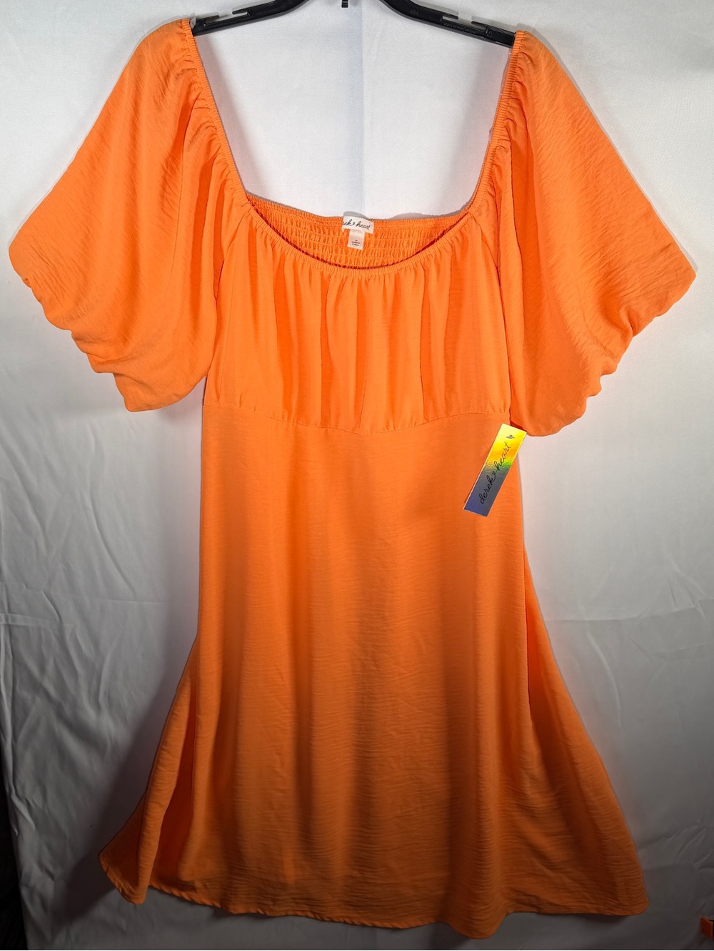Bright Orange Plus Size Empire Waist Milkmaid Dress
